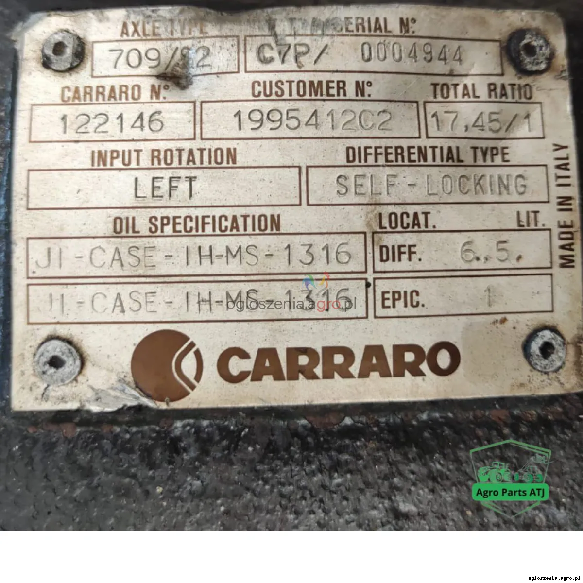 Pochwa Obudowa Mostu Carraro 709/S2 Case IH 5150