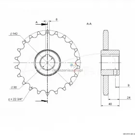 Koło łańcuchowe rozrzutnik Z-22 FI-30mm 3/4" 2208050040