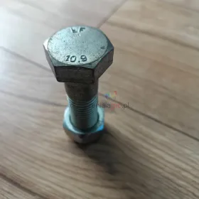 Śruba M20x70 10.9 gwint skok 2,5 z nakrętką wymiary na foto